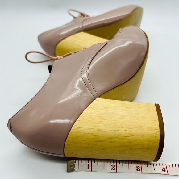 PIED JUSTE FOR ANTHRO BLUSH POINTY LACE UP BLOCK WOODEN HEELS SIZE 38 or 8 - Picture 7 of 13